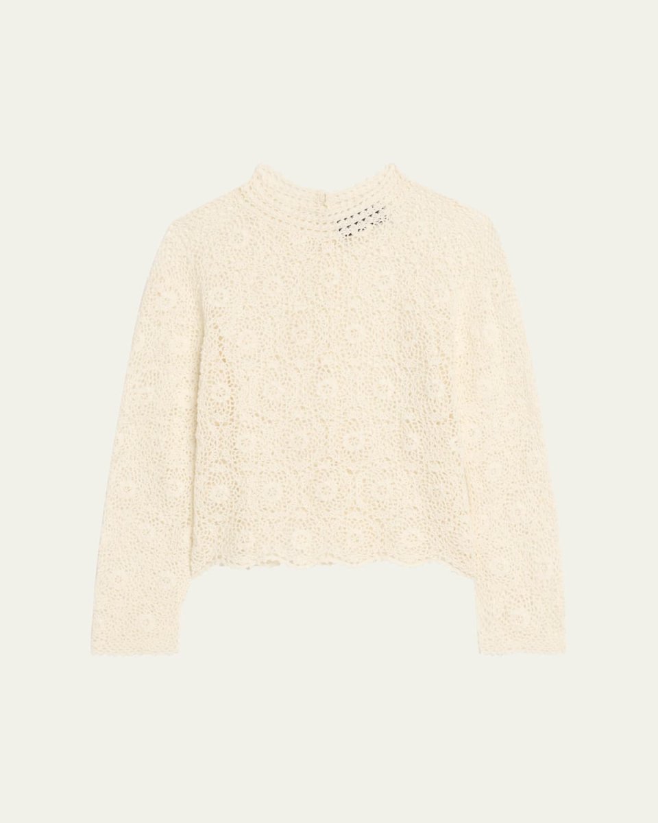 Gibson Scallop Floral Lace Sweater